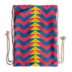 Lllustration Geometric Red Blue Yellow Chevron Wave Line Drawstring Bag (large)