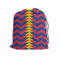 Lllustration Geometric Red Blue Yellow Chevron Wave Line Drawstring Pouches (extra Large)