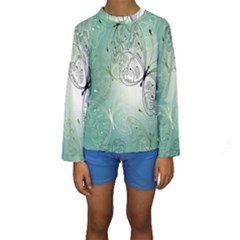 Glass Splashback Abstract Pattern Butterfly Kids  Long Sleeve Swimwear by Mariart