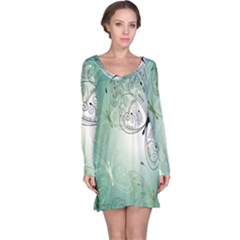 Glass Splashback Abstract Pattern Butterfly Long Sleeve Nightdress