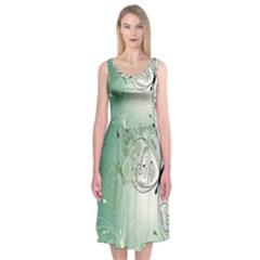 Glass Splashback Abstract Pattern Butterfly Midi Sleeveless Dress