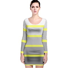 Molly Gender Line Flag Yellow Grey Long Sleeve Bodycon Dress by Mariart