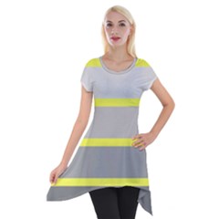 Molly Gender Line Flag Yellow Grey Short Sleeve Side Drop Tunic