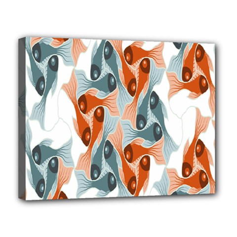 Make Tessellation Fish Tessellation Blue White Canvas 14  X 11  by Mariart