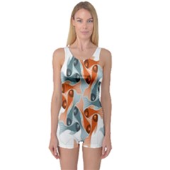 Make Tessellation Fish Tessellation Blue White One Piece Boyleg Swimsuit