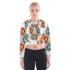 Make Tessellation Fish Tessellation Blue White Cropped Sweatshirt by Mariart