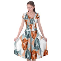 Make Tessellation Fish Tessellation Blue White Cap Sleeve Wrap Front Dress