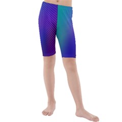 Galaxy Blue Purple Kids  Mid Length Swim Shorts