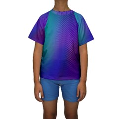 Galaxy Blue Purple Kids  Short Sleeve Swimwear