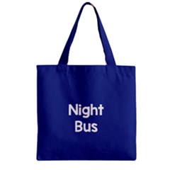 Night Bus New Blue Zipper Grocery Tote Bag by Mariart