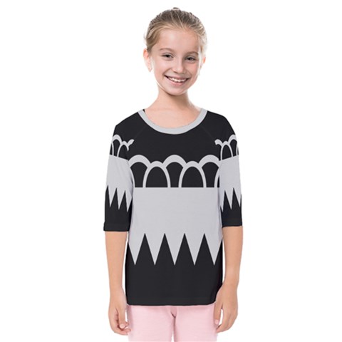 Noir Gender Flags Wave Waves Chevron Circle Black Grey Kids  Quarter Sleeve Raglan Tee by Mariart