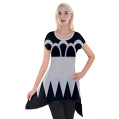 Noir Gender Flags Wave Waves Chevron Circle Black Grey Short Sleeve Side Drop Tunic by Mariart