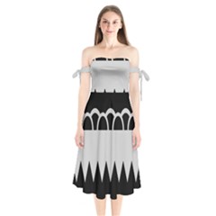 Noir Gender Flags Wave Waves Chevron Circle Black Grey Shoulder Tie Bardot Midi Dress by Mariart