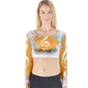 Musical Notes Long Sleeve Crop Top View1