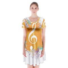 Musical Notes Short Sleeve V-neck Flare Dress by Mariart