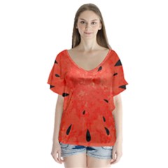 Summer Watermelon Design Flutter Sleeve Top by TastefulDesigns