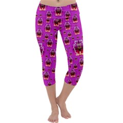 A Cartoon Named Okey Want Friends And Freedom Capri Yoga Leggings by pepitasart