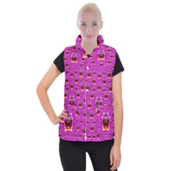 A Cartoon Named Okey Want Friends And Freedom Women s Button Up Puffer Vest by pepitasart