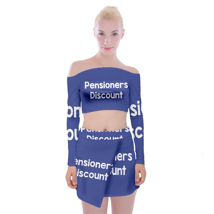 Pensioners Discount Sale Blue Off Shoulder Top with Skirt Set