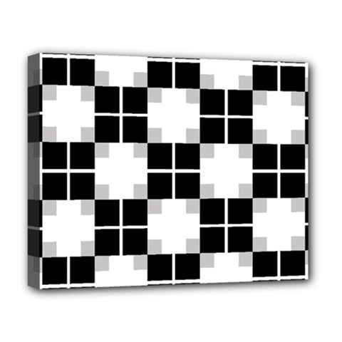 Plaid Black White Deluxe Canvas 20  X 16   by Mariart