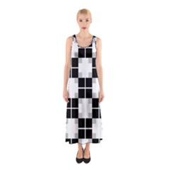 Plaid Black White Sleeveless Maxi Dress by Mariart