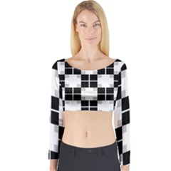 Plaid Black White Long Sleeve Crop Top by Mariart