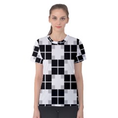 Plaid Black White Women s Cotton Tee