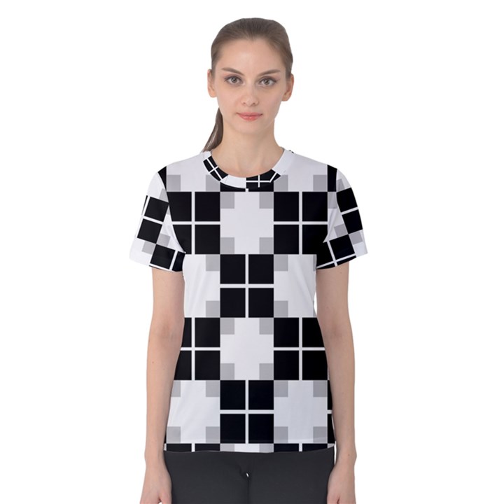 Plaid Black White Women s Cotton Tee