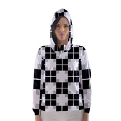 Plaid Black White Hooded Wind Breaker (women) by Mariart