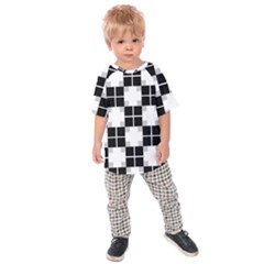 Plaid Black White Kids  Raglan Tee