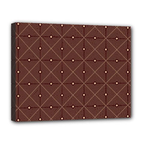 Coloured Line Squares Brown Plaid Chevron Canvas 14  X 11 