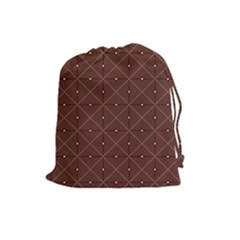 Coloured Line Squares Brown Plaid Chevron Drawstring Pouches (large) 