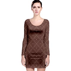 Coloured Line Squares Brown Plaid Chevron Long Sleeve Bodycon Dress by Mariart