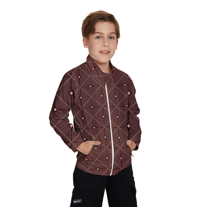 Coloured Line Squares Brown Plaid Chevron Wind Breaker (Kids)