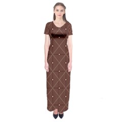 Coloured Line Squares Brown Plaid Chevron Short Sleeve Maxi Dress by Mariart