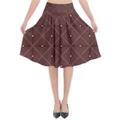 Coloured Line Squares Brown Plaid Chevron Flared Midi Skirt by Mariart