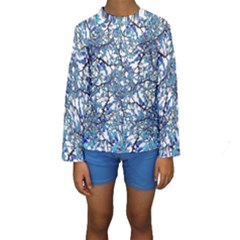 Modern Nouveau Pattern Kids  Long Sleeve Swimwear by dflcprintsclothing