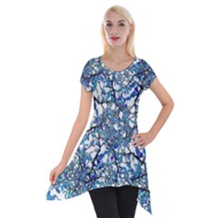 Modern Nouveau Pattern Short Sleeve Side Drop Tunic