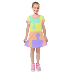 Puzzle Gender Kids  Short Sleeve Velvet Dress by Mariart