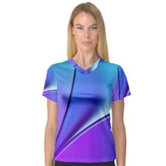 Line Blue Light Space Purple Women s V-neck Sport Mesh Tee