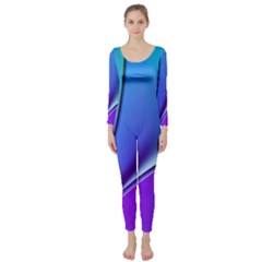 Line Blue Light Space Purple Long Sleeve Catsuit