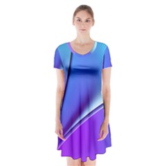 Line Blue Light Space Purple Short Sleeve V-neck Flare Dress by Mariart