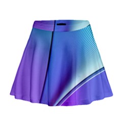 Line Blue Light Space Purple Mini Flare Skirt