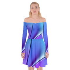 Line Blue Light Space Purple Off Shoulder Skater Dress by Mariart