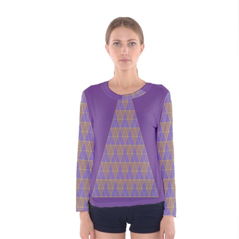 Pyramid Triangle  Purple Women s Long Sleeve Tee by Mariart