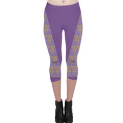 Pyramid Triangle  Purple Capri Leggings  by Mariart