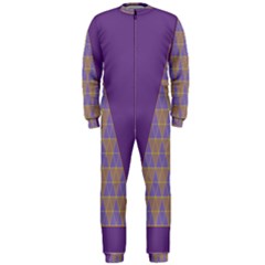 Pyramid Triangle  Purple Onepiece Jumpsuit (men) 