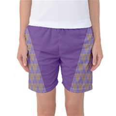 Pyramid Triangle  Purple Women s Basketball Shorts by Mariart