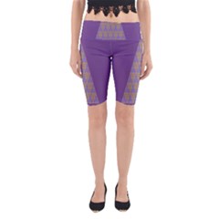 Pyramid Triangle  Purple Yoga Cropped Leggings by Mariart