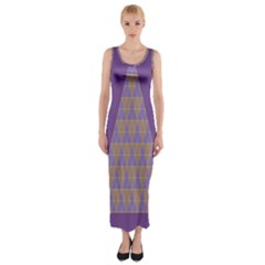 Pyramid Triangle  Purple Fitted Maxi Dress by Mariart